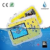 Kids Camera Underwater Digital Camera-IP68 Waterproof Toddler Camera,Video Recorder Action Preschool camera,2.0 Inch LCD Display,16G TF Card Floating Wrist Strap，8X Digital Zoom, Flash and Mic for Kid