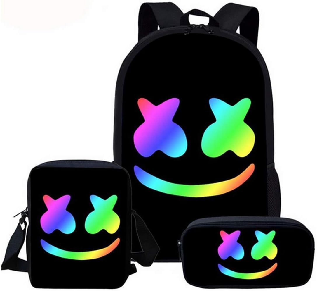 3 Piece Set 17'' Laptop Backpack+Crossbody Bag+Pencil Case School Bag Travel Daypack for Boys Girls Men Women (A)