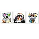 Animals Canvas Wall Art,Modern Gorilla Monkey Music Oil Painting Wall Painting Happy Dog Frog Canvas Painting Home Decor Animal Prints