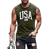 4th of July Shirts for Men American Flag Patriotic Tank Tops Muscle Gym Sleeveless Graphic Tee Tops