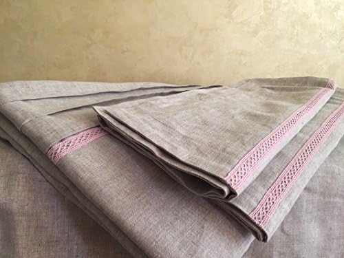 100% linen queen duvet cover with 2 pillow shams, in shabby chic style