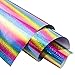 Outuxed 2 Sheets 12 x 20 Inches Rainbow Holographic Stripe Heat Transfer Vinyl HTV for T-Shirts
