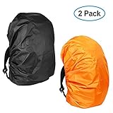 Waterproof Backpack Rain Cover(2-Pack), KIKAL 30-40L Lightweight Durable Elastic Adjustable Rucksack Water Resist Cover for Camping,Hiking,Climbing,Cycling and Other Outdoor Activities, Black+Orange