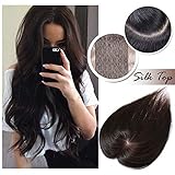 Human Hair Crown Topper Top Hairpieces for Women Clip in Toupee with Thinning Hair Middle Part Hand-made Silk Base at Middle&PU Around Wiglet(10