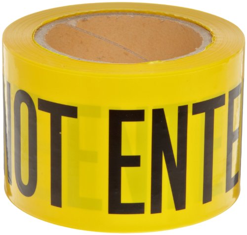 Brady 91224 200' Length, 3" Width, B-912 Polyethylene Black On Yellow Color Barricade Tape, Legend "Caution Do Not Enter"