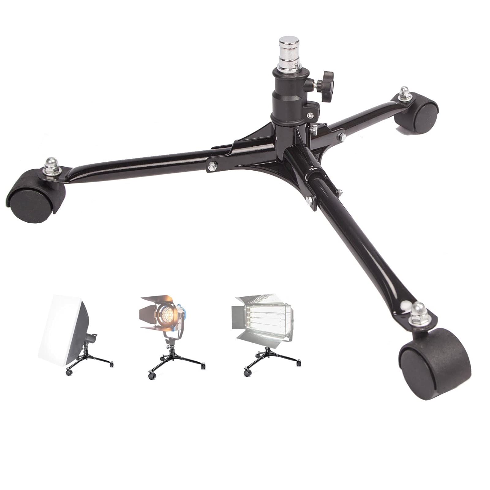 Photography Studio Floor Light Stand with Pulley, Foldable Dolly Wheeled Base Light Stand, for Supporting Photo Studio Video Softbox, Monolight, Spotlight and Other Photography Equipment