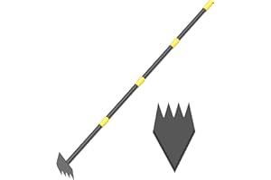 DWELSPIRE Dual Headed Hoe Garden Tool, Hoe Cultivator Gardening Tool, 17-59" Adjustable Long Handle Heavy Duty Scuffle Hoe with Rake Tiller Cultivator for Weeding, Digging, Loosening Soil, Sowing