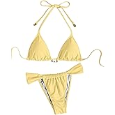 MakeMeChic Women's Triangle Thong Bikini Sets Starfish Halter Micro Swimsuit Bathing Suit