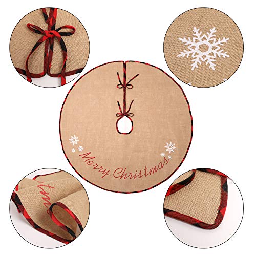 N&T NIETING Burlap Christmas Tree Skirt 30 Inches, Rustic Xmas Tree Skirt for Christmas Decorations, Merry Christmas Tree Ornaments, Holiday Home Decor