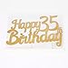 PALASASA Gold Glitter Happy Birthday 35th Cake Topper Decoration