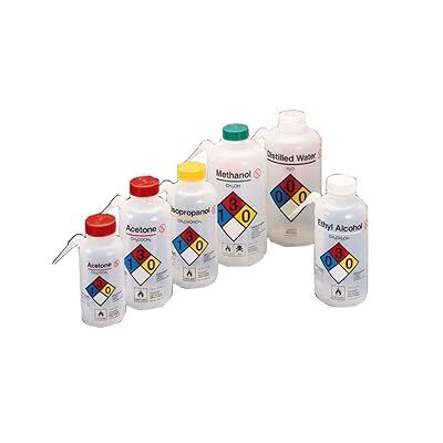 Nalgene 2436-0501 Vented Unitary Right-To-Know Wash Bottle, Acetone, 500mL (Pack of 4)