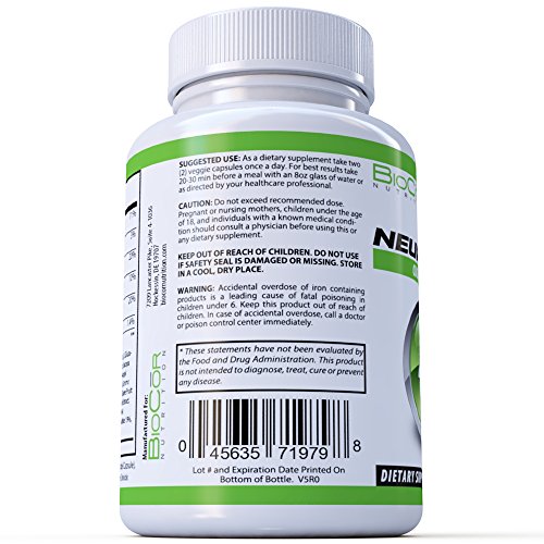 BioCor Nutrition NEUROCOR Cognitive Focus Formula Pills - Improve Mood - Boost Memory Function & Clarity - Improve Concentration and Alertness - Study Aid (60 Capsules - 1 Month Supply)