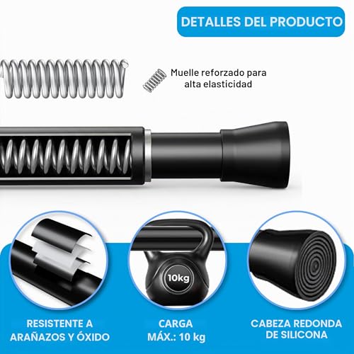 Shower Curtain Rod, No Drilling, Extra Long and Stable, Black, 85 - 65 cm, Diameter 32 mm