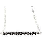 Designed By Stacey Handmade Boho Raw Black Diamond Necklace, Dainty Bar Pendant Sterling Silver Jewelry, Unique Gifts for Her, Birthday, Anniversary, Wedding, Just Because, 16 to 18" Adjustable Chain
