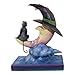 Enesco Jim Shore Heartwood Creek Crescent Moon Witch with Black Cat Stone Resin, 5.75” Figurine