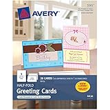 Avery Greeting Cards, Inkjet Printers, 20 Greeting Cards and Envelopes, 5.5 x 8.5, Folded (3265)