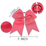 CN 7 Inch Girls Big Hair Bow Rhinestone Cheer Bow Attached Elastic Hair Tie for Cheerleader