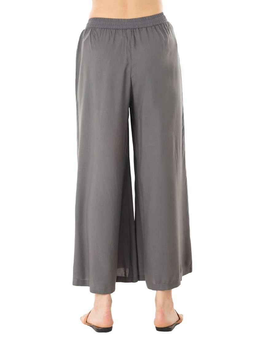 trendy looks women's rayon plazzo pants (grey, free size)