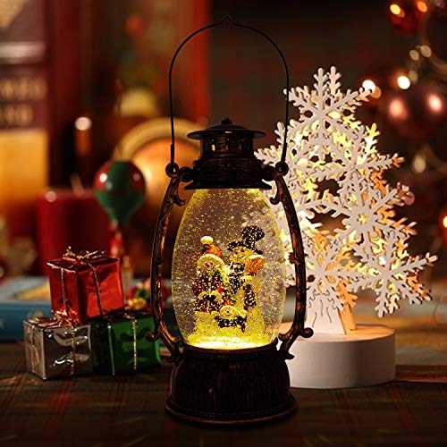 Evelyne GMT-10314 Snowman Family Christmas Snow Globe, LED Lighted Lantern, Battery Operated Swirling Glitter Water for Holiday Season Home Decor