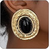 Large Gold Turquoise Earrings for Women Dangling Vintage Oversized Big Hammered Statement Jewelry Trendy Western Natural Stone Dangly Earring Gifts