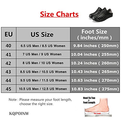 Kqpoinw Summer Unisex Garden Clogs Walking Slippers Lightweight Breathable Sandals Anti-Slip Quick Drying Beach Water Shoes ((Men)10.5 US/45 EU=10.83", Black)