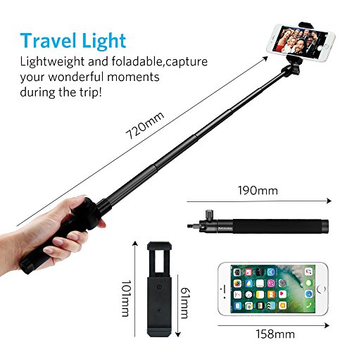 Moreslan Selfie Stick Tripod Stand with Bluetooth Remote Foldable Extendable Monopod for Gopro/Camera/iPhone 8/iPhone 8 Plus/iPhone X/iPhone 7/iPhone 7 Plus / Galaxy Note 8/S8/S8 Plus (Black)
