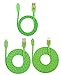 3 PACK 3ft/6ft/10ft Durable Braided Flat Noodle Lightning USB SYNC Cable Charger Cord for iPhone 5 / 5C / 5S / 6 / 6 Plus (Latest IOS Supported) iPad Mini iPod Touch 5th Air Gen(green)
