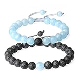AmorWing Prayer Beads Aquamarine Lava Stones Crystals Long Distance Relationship Bracelet