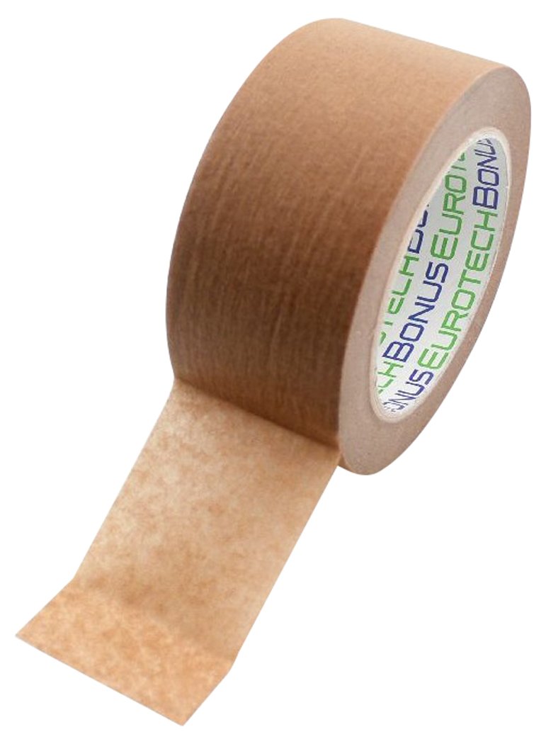 BONUS Eurotech 1BP25.60.0050/050A# Paper Packing Tape, Natural Rubber Based Adhesive, Eco Pack, Width 50 mm, Length 50 m, Total Thickness 0.105 mm, Crepe Paper, Brown