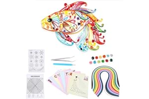 WALFRONT Quilling Paper Kits(50 colors) 6 In 1 DIY Quilled Creation Paper Craft Quilling Paper Strips Paper Kit Crimper Tweezers Quilling Tools and Supplies