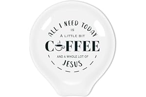 Uhealik Funny Coffee Quote Ceramic Coffee Spoon Holder-Coffee Spoon Rest -Coffee Station Decor Coffee Bar Accessories-Coffee Lovers Gift for Women and Men (All I Need Today A Little Bit Coffee)