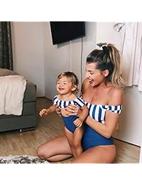 Traje de baño de una pieza a juego para la familia, a rayas, monokini, mami y yo