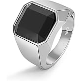925 Sterling Silver Men Black Onyx Ring Square Circular Agate Signet Ring For Woman Index Finger Ring Sizes 6 to 13 For Band Mans Jewelry Gift For Him