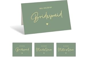 PartyGifts&beyond Will You Be My Bridesmaid Card 10 Packs Wedding Bridal Shower Card Bridesmaid Cards with 10 Envelopes(Sage 