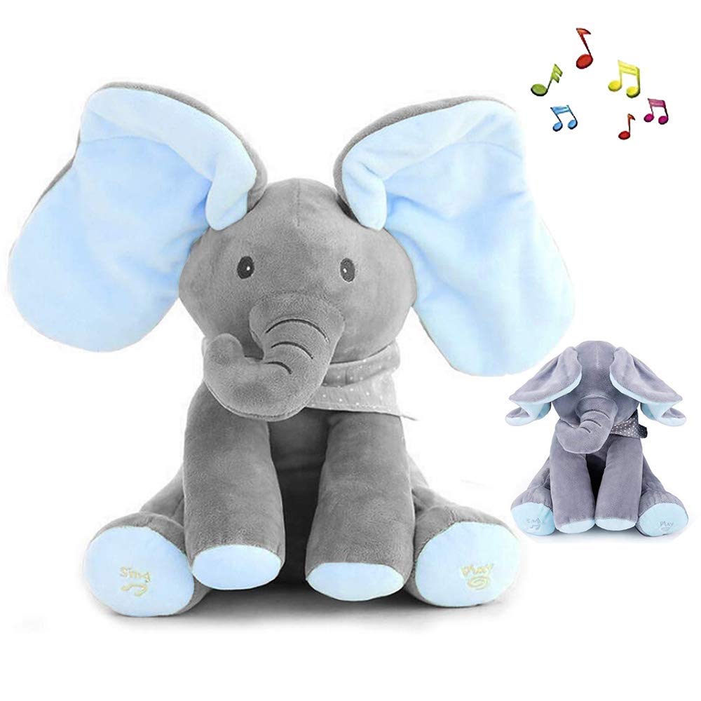 Baby For Gift Great Toy Doll Animal Stuffed Plush Singing Elephant Ear Flappy Animated Baby Toy Plush Elephant Peek A Boo Qtivy Blue Kids Plush Interactive Toys Stuffed Animals Toys Outlet On Sale