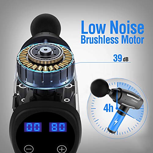 Muscle Massage Gun for Athlete, Handheld Electric Body Massager with 6 Massage Heads and Adjustable Speed, Portable Vibration Massage Device for Deep Tissue Percussion and Muscle Pain Relief - Thumbnail 4