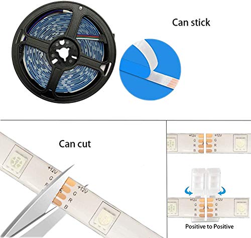Led Strip Lights Bluetooth,16.4ft Color Changing Strip Lights 5050 SMD RGB LED Tape Light IP67 Waterproof for Party Bar Car Home Kid’Room DIY Decoration …