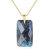 COAI Crystal Necklace for Women, Labradorite Tag Necklace for Women, Stainless Steel Chain/Adjustable Nylon Cord