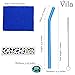 VILA Colorful Glass Drinking Straws with Brush, Comfortable, Reusable, Eco-Friendly, Ergonomically Bent, BPA-Free, Rust-Proof, Scratch-Proof, Dishwasher Safe, Set Includes 4 Straws, 1 Brush, 1 Cloth
