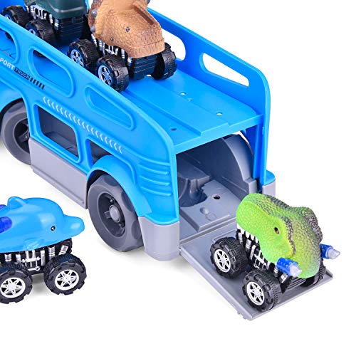 image for FunLittleToy Friction Powered Car Carrier Truck Toy for Kids with Ligh