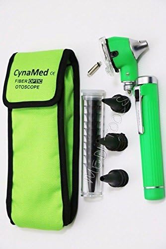 New Premium LED Bright Light Diagnostic Otoscope Pocket Size (Green) + 1 Free Extra Replacement Bulb