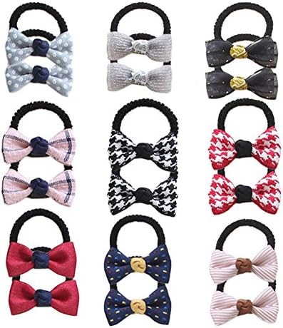 18Pcs Cute Little Baby Toddler Girls Multicolor Bow Elastic Ties Ponytail Hair Bands Hair Elastics