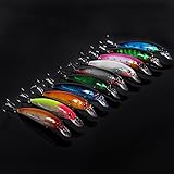 Piscifun 10pcs Plastic Minnow Fishing Lures Baits Deep Diver Sinking Bass Crankbaits with 3d Eyes Two VMC Treble Hooks 4.33inch 0.48oz