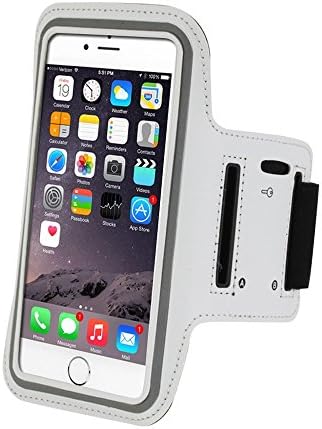 Running Phone Armband with Key Holder and Reflective for ipone 7 Plus,6 Plus, Larger Phones 5.5 inch, Great for Sports (White)