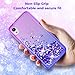 Wallme Moto E6 Case,Moto E 6th Gen Case with HD Screen Protector[2 Pack],Glitter Diamond Hearts Flowing Sparkle Bing Girls/Women Protective Phone Case for Motorola Moto E6(Purple/Blue)