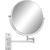 FFowcye 9" Magnifying Wall Mount Makeup Vanity Mirror,1x/7x Double-Side Makeup Mirror with Magnification,Swivel Extendable Shaving Face Mirror for Bathroom, Wall Mirror for Chrome