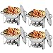 ZenChef Deluxe 5 Qt Stainless Steel Round Chafer, Full Size Chafer, Chafing Dish w/Water Pan, Food Pan, Lid, Frame And Alcohol Furnace (Pack of 4)