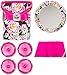 Locker Lookz Pink Peony Bin and Mirror plus Pink Gem Magnets and Fur Rug Bundle