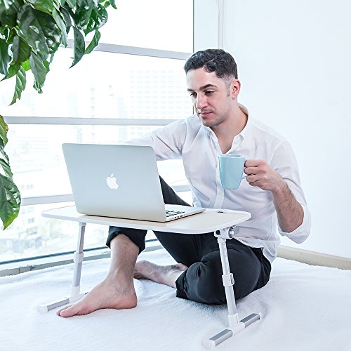 image for TaoTronics Foldable Laptop Table, Height Adjustable Bed Desk, Wide Sta