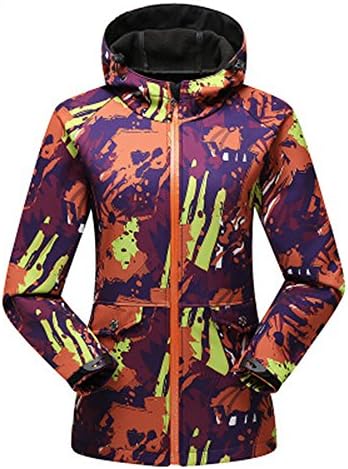 Polar Fleece Jacket for Woman Outdoor Soft-Shell Fleece Camouflage Lightweight Jacket Windproof Waterproof Jacket Breathable Sports Hiking Clothes